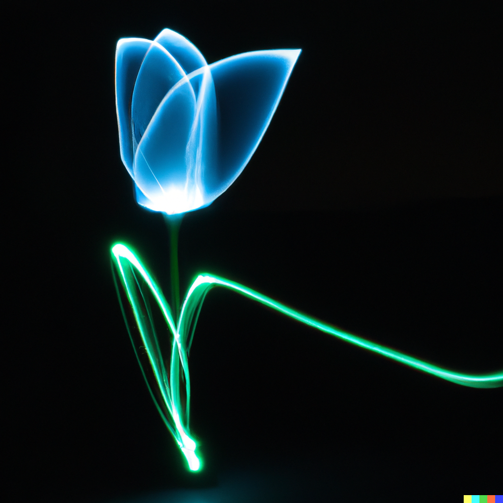 A tron inspired tulip, neon blue petals